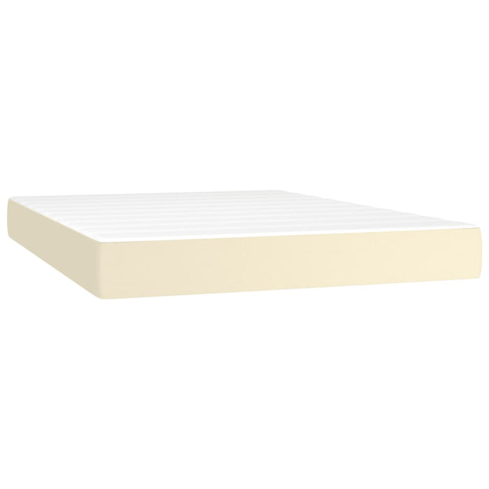 Pat box spring cu saltea, crem, 140x190 cm, piele ecologică - WALTI WALTI
