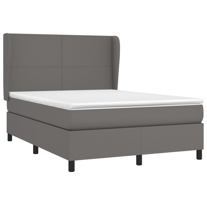 Pat box spring cu saltea, gri, 140x190 cm, piele ecologică - WALTI WALTI
