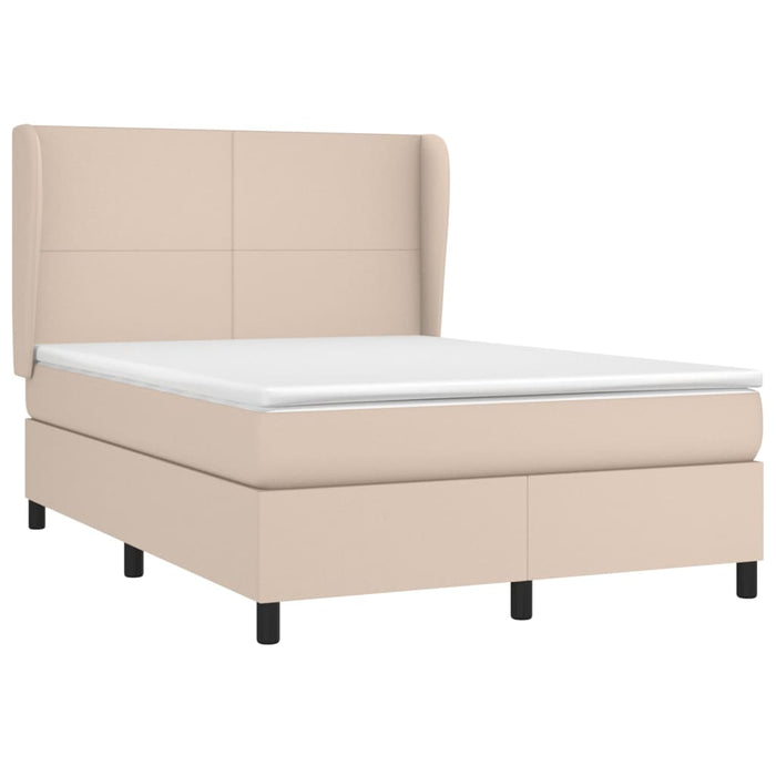 Pat box spring cu saltea, cappuccino, 140x190cm piele ecologică - WALTI WALTI