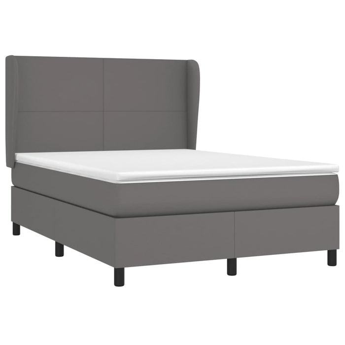 Pat box spring cu saltea, gri, 140x200 cm, piele ecologică - WALTI WALTI