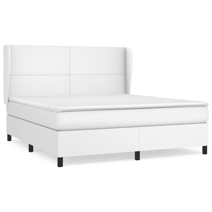 Pat box spring cu saltea, alb, 160x200 cm, piele ecologică - WALTI WALTI