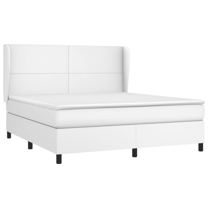 Pat box spring cu saltea, alb, 160x200 cm, piele ecologică - WALTI WALTI