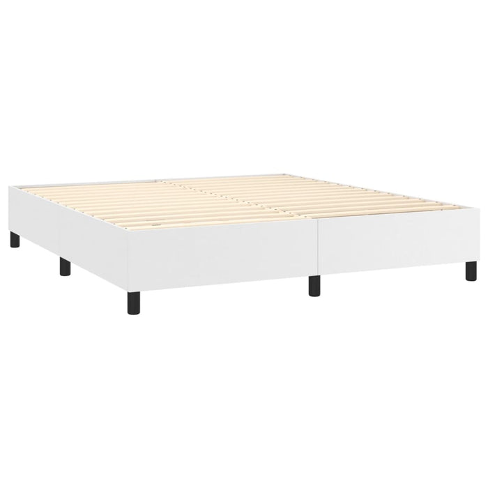 Pat box spring cu saltea, alb, 160x200 cm, piele ecologică - WALTI WALTI