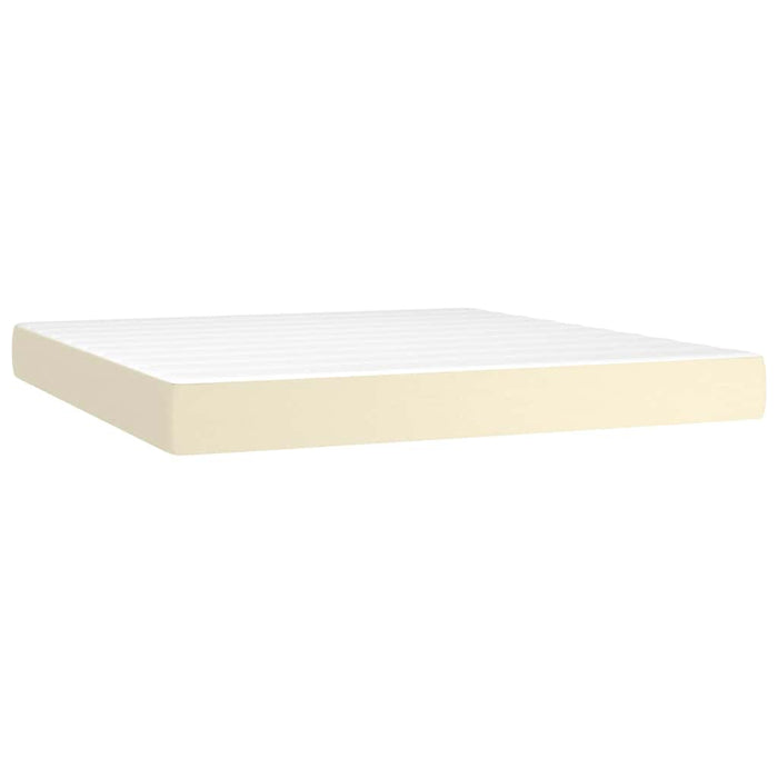 Pat box spring cu saltea, crem, 160x200 cm, piele ecologică WALTI