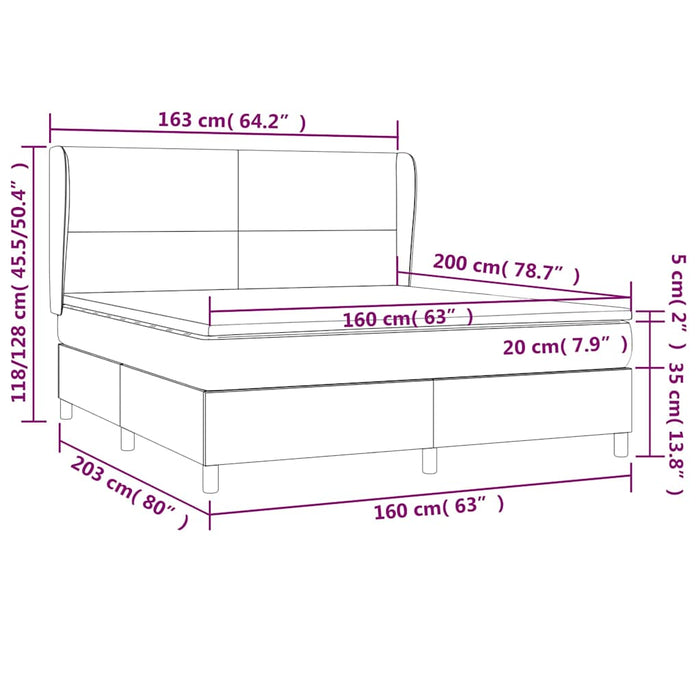 Pat box spring cu saltea, crem, 160x200 cm, piele ecologică WALTI