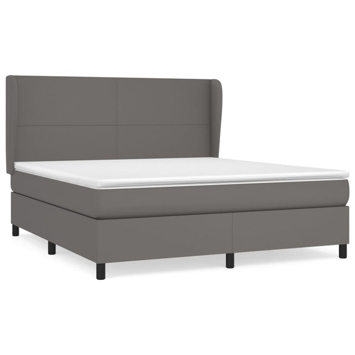 Pat box spring cu saltea, gri, 160x200 cm, piele ecologică - WALTI WALTI
