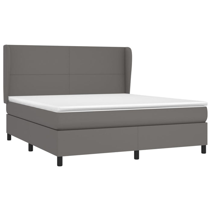 Pat box spring cu saltea, gri, 160x200 cm, piele ecologică - WALTI WALTI