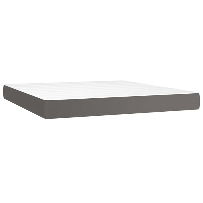 Pat box spring cu saltea, gri, 160x200 cm, piele ecologică - WALTI WALTI