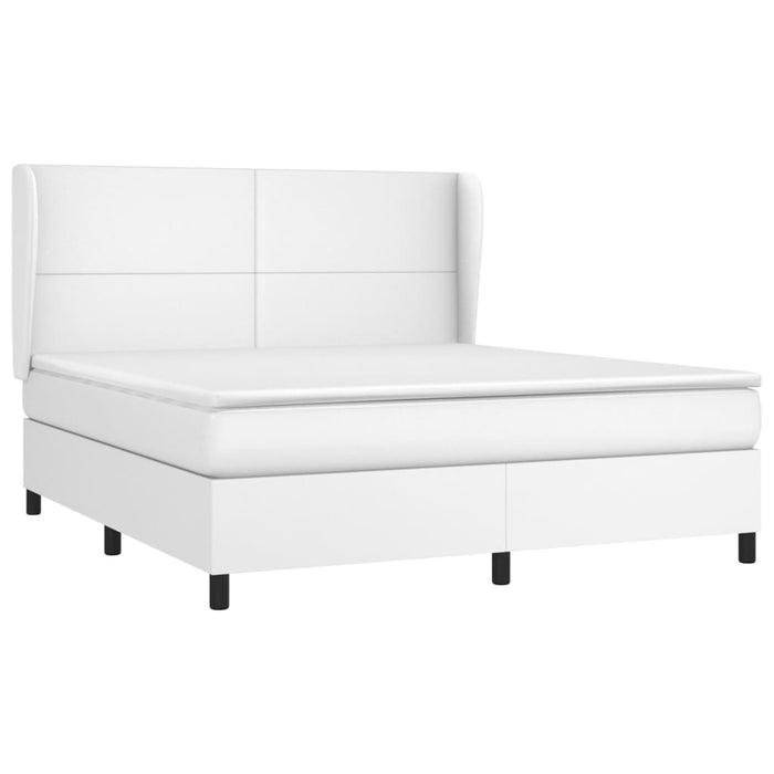 Pat cu arcuri, cu saltea, alb, 180x200 cm, piele ecologică - WALTI WALTI