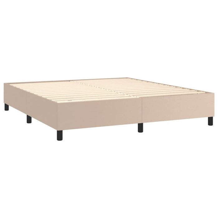 Pat cu arcuri, cu saltea, cappuccino, 180x200cm piele ecologică WALTI