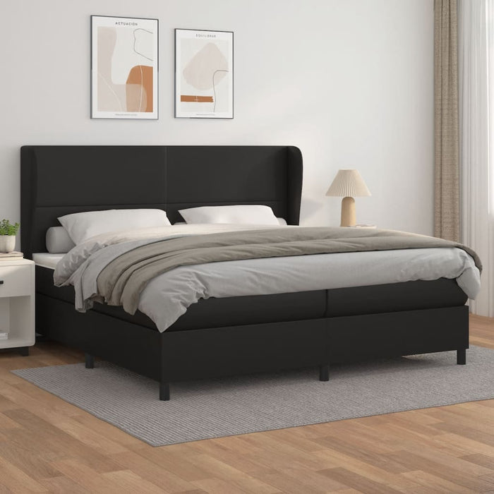 Pat box spring cu saltea, negru, 200x200 cm, piele ecologică - WALTI WALTI