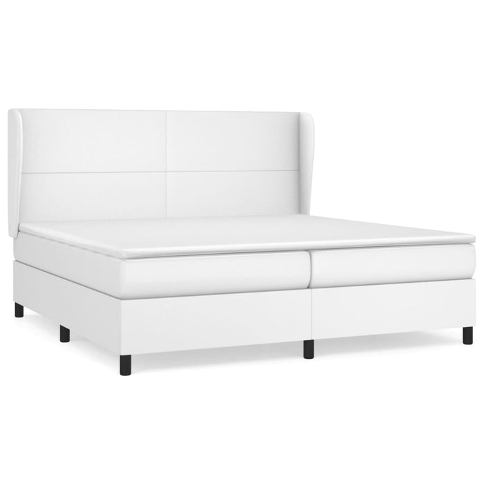 Pat box spring cu saltea, alb, 200x200 cm, piele ecologică - WALTI WALTI