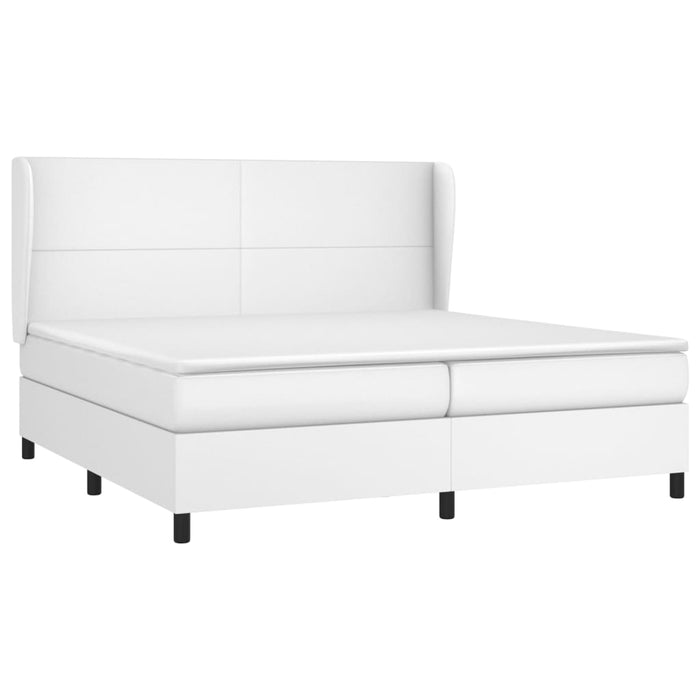 Pat box spring cu saltea, alb, 200x200 cm, piele ecologică - WALTI WALTI
