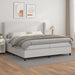 Pat box spring cu saltea, alb, 200x200 cm, piele ecologică - WALTI WALTI