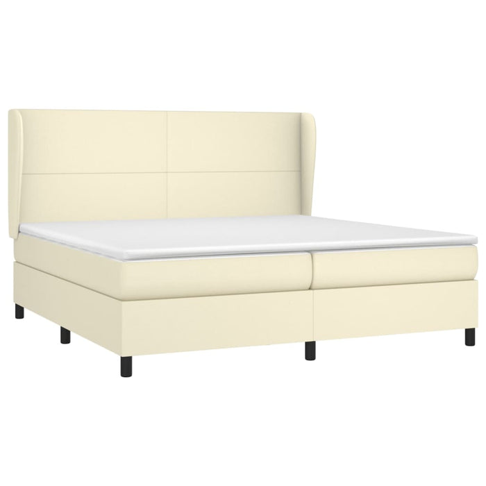 Pat continental cu saltea, crem, 200x200 cm, piele ecologică - WALTI WALTI