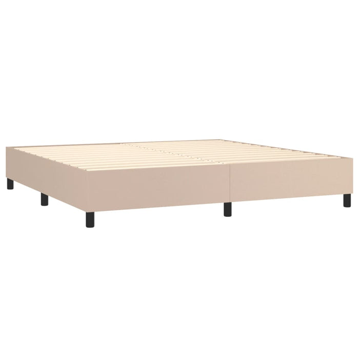 Pat continental cu saltea, cappuccino, 200x200 cm, piele eco WALTI