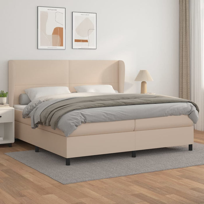Pat continental cu saltea, cappuccino, 200x200 cm, piele eco WALTI