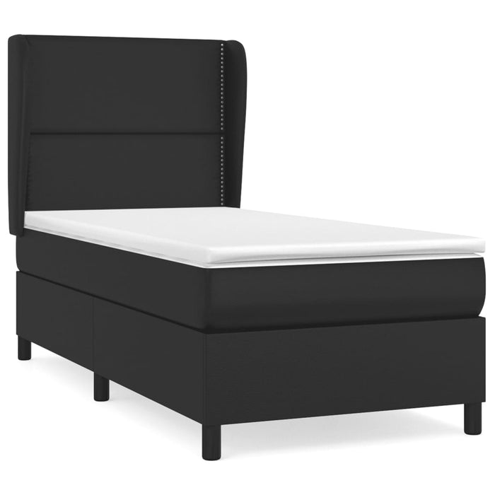 Pat continental cu saltea, negru, 80x200 cm, piele ecologică WALTI