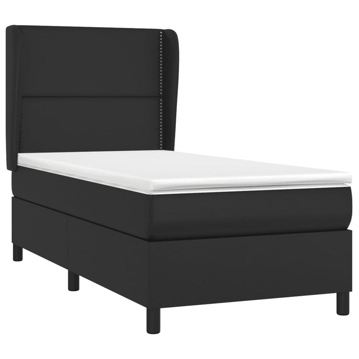 Pat continental cu saltea, negru, 80x200 cm, piele ecologică WALTI
