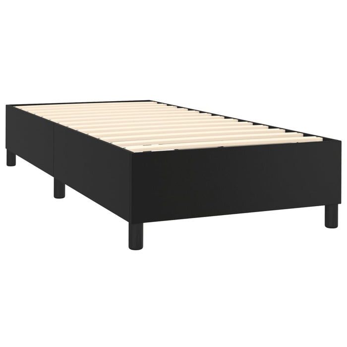 Pat continental cu saltea, negru, 80x200 cm, piele ecologică WALTI