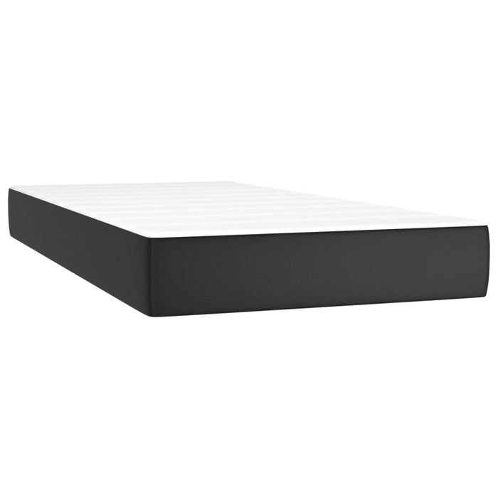 Pat continental cu saltea, negru, 80x200 cm, piele ecologică WALTI