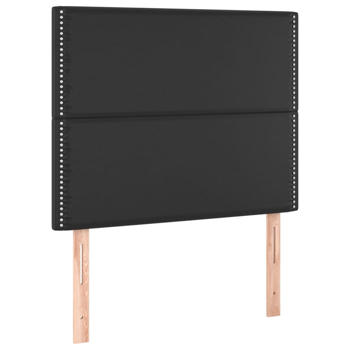 Pat continental cu saltea, negru, 80x200 cm, piele ecologică WALTI