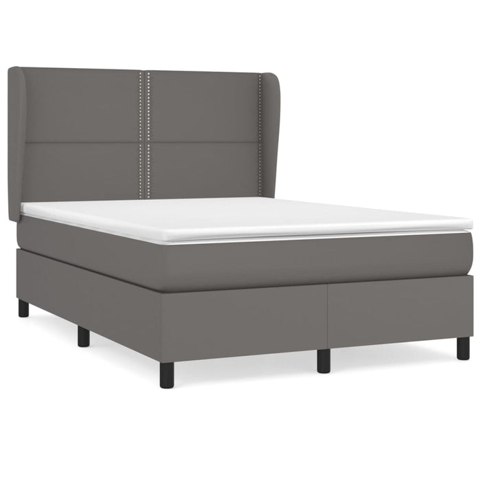 Pat box spring cu saltea, gri, 140x190 cm, piele ecologică - WALTI WALTI