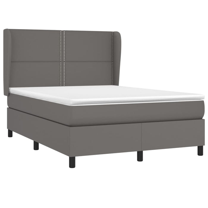 Pat box spring cu saltea, gri, 140x200 cm, piele ecologică - WALTI WALTI