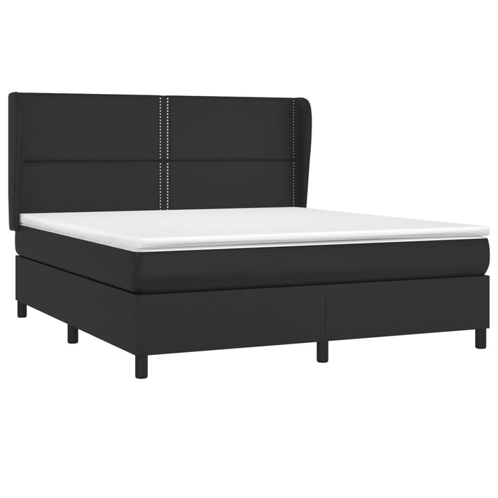 Pat box spring cu saltea, negru, 180x200 cm, piele ecologică - WALTI WALTI