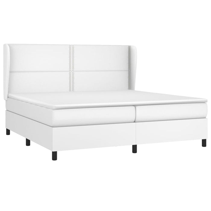 Pat box spring cu saltea, alb, 200x200 cm, piele ecologică - WALTI WALTI