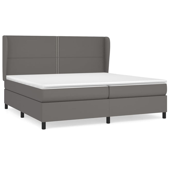 Pat continental cu saltea, gri, 200x200 cm, piele ecologică - WALTI WALTI