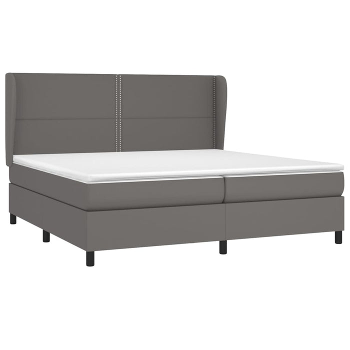 Pat continental cu saltea, gri, 200x200 cm, piele ecologică - WALTI WALTI