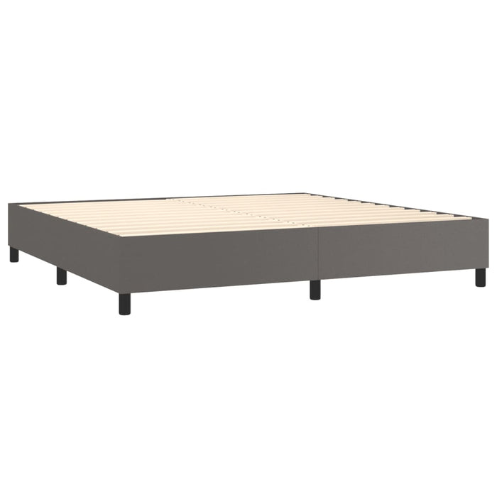 Pat continental cu saltea, gri, 200x200 cm, piele ecologică - WALTI WALTI