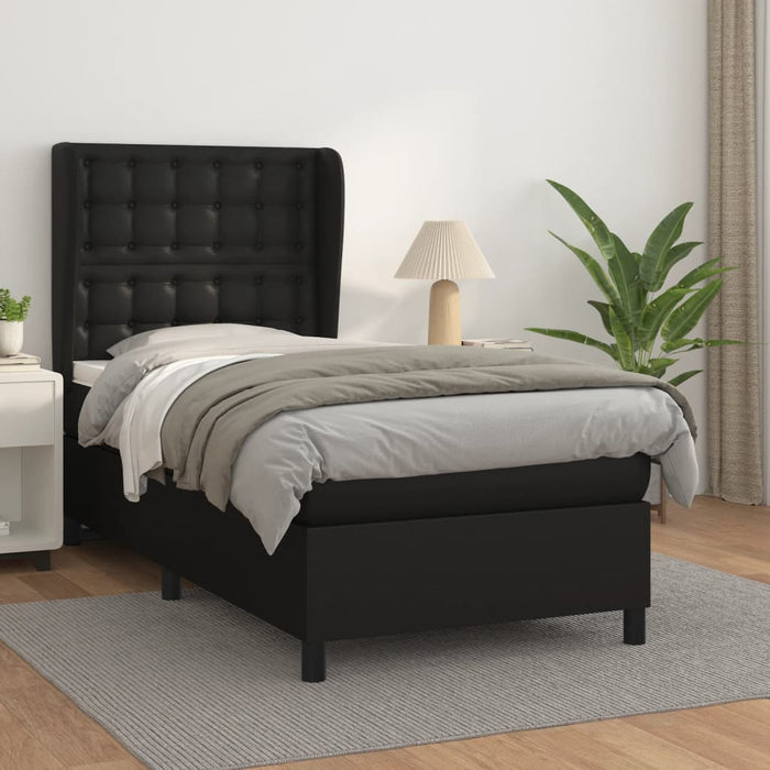 Pat continental cu saltea, negru, 80x200 cm, piele ecologică - WALTI WALTI