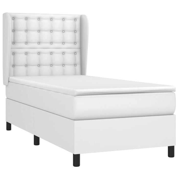 Pat box spring cu saltea, alb, 80x200 cm, piele ecologică - WALTI WALTI