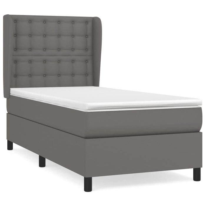 Pat box spring cu saltea, gri, 80x200 cm, piele ecologică - WALTI WALTI