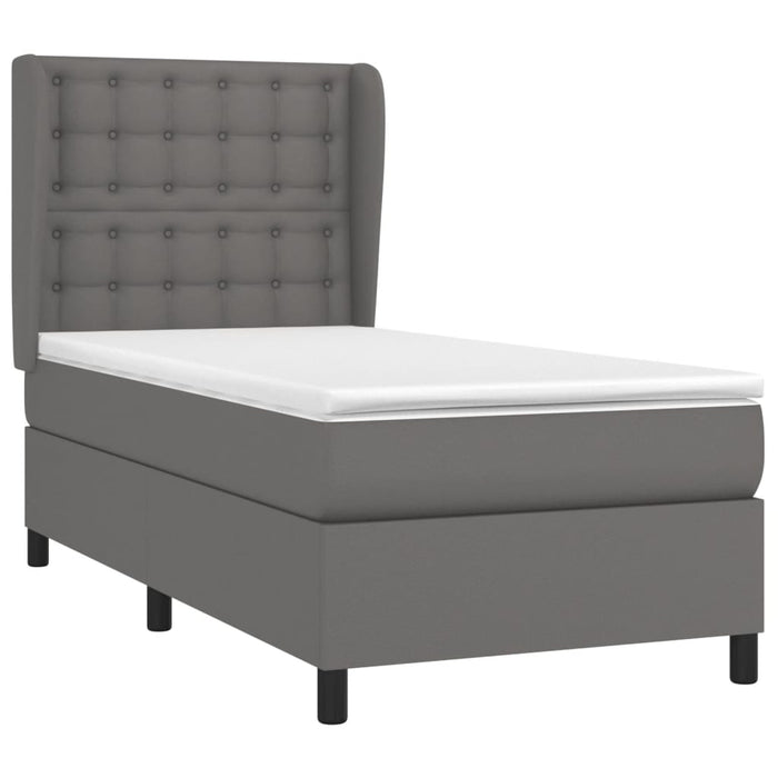 Pat box spring cu saltea, gri, 80x200 cm, piele ecologică - WALTI WALTI
