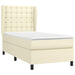 Pat box spring cu saltea, crem, 90x190 cm, piele ecologică - WALTI WALTI
