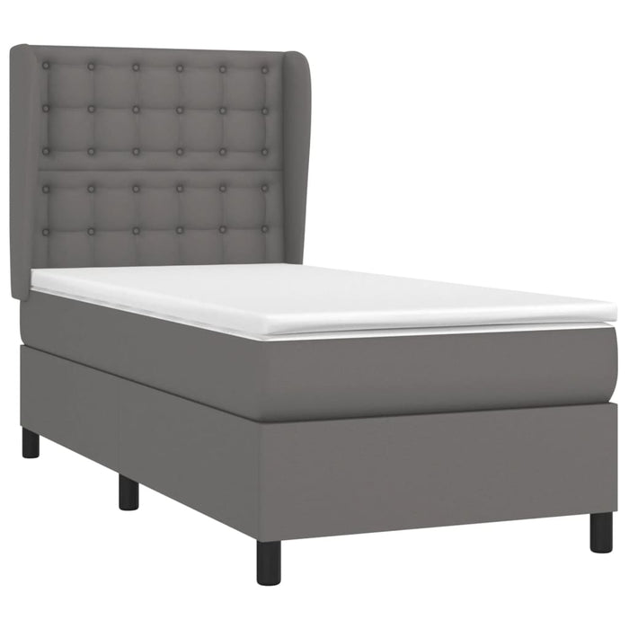 Pat box spring cu saltea, gri, 90x200 cm, piele ecologică - WALTI WALTI