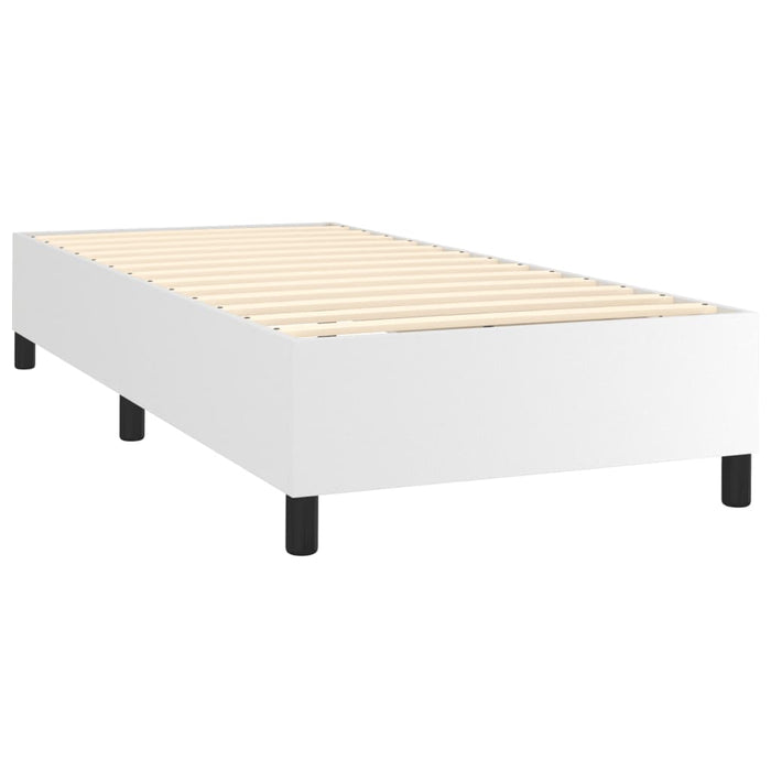 Pat box spring cu saltea, alb, 100x200 cm, piele ecologică - WALTI WALTI