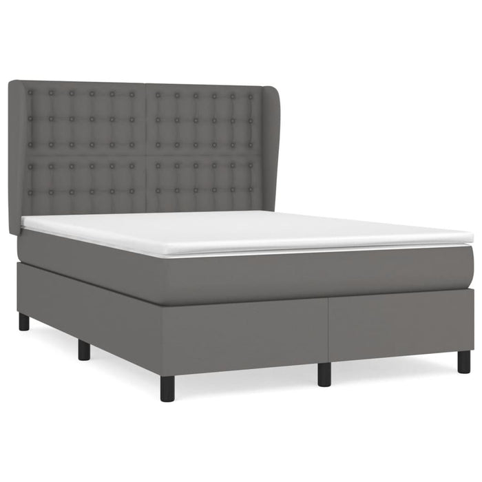 Pat box spring cu saltea, gri, 140x190 cm, piele ecologică - WALTI WALTI