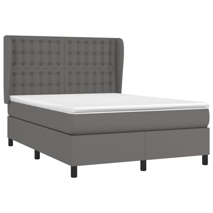 Pat box spring cu saltea, gri, 140x190 cm, piele ecologică - WALTI WALTI