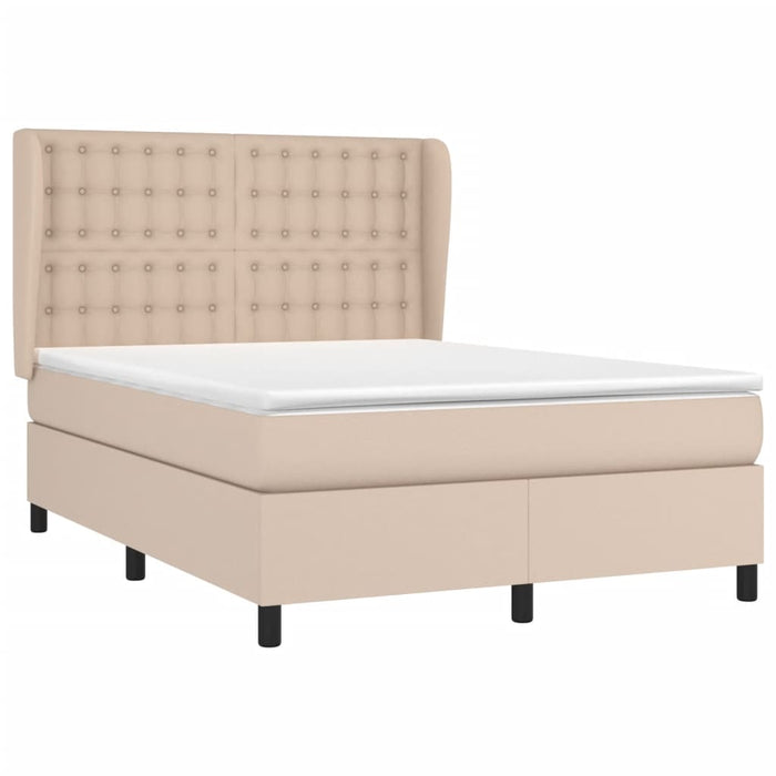 Pat box spring cu saltea, cappuccino, 140x190cm piele ecologică - WALTI WALTI