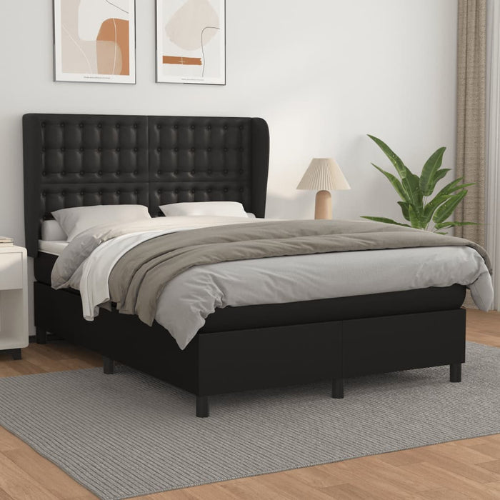 Pat box spring cu saltea, negru, 140x200 cm, piele ecologică - WALTI WALTI
