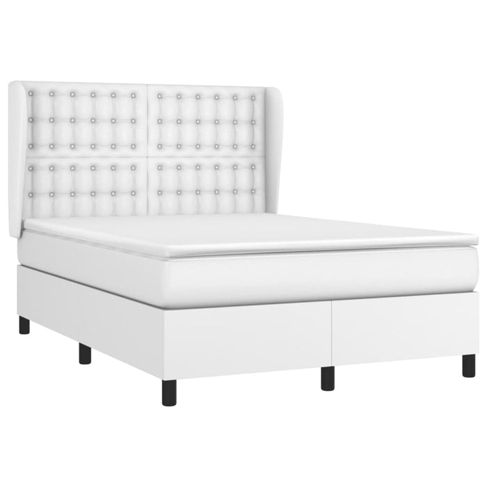Pat box spring cu saltea, alb, 140x200 cm, piele ecologică - WALTI WALTI