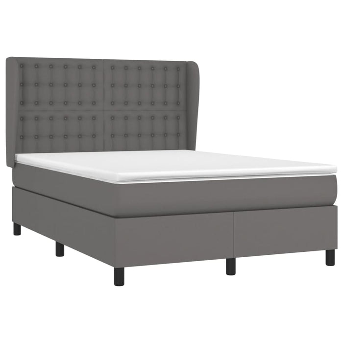 Pat box spring cu saltea, gri, 140x200 cm, piele ecologică - WALTI WALTI