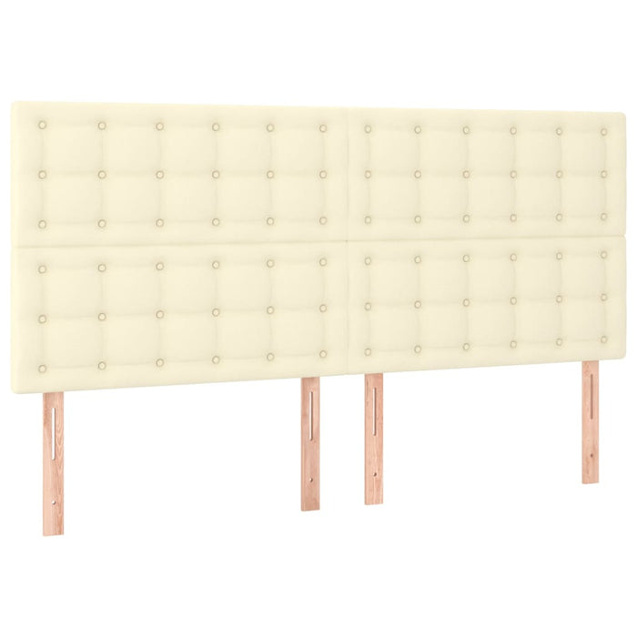 Pat box spring cu saltea, crem, 160x200 cm, piele ecologică WALTI