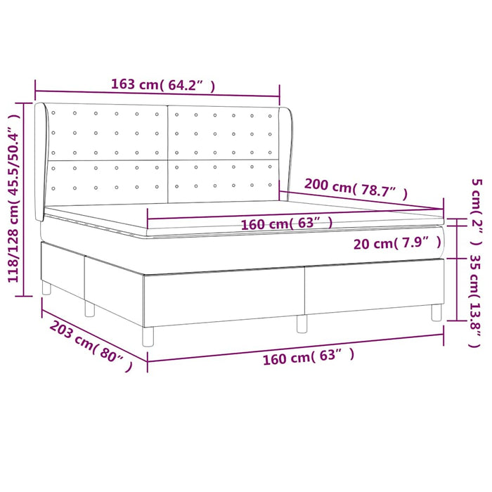 Pat box spring cu saltea, crem, 160x200 cm, piele ecologică WALTI