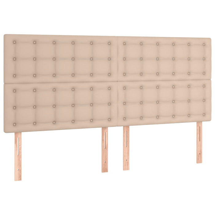 Pat box spring cu saltea, cappuccino, 160x200cm piele ecologică WALTI