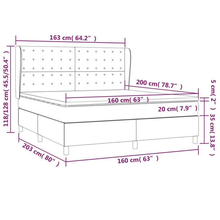 Pat box spring cu saltea, cappuccino, 160x200cm piele ecologică WALTI